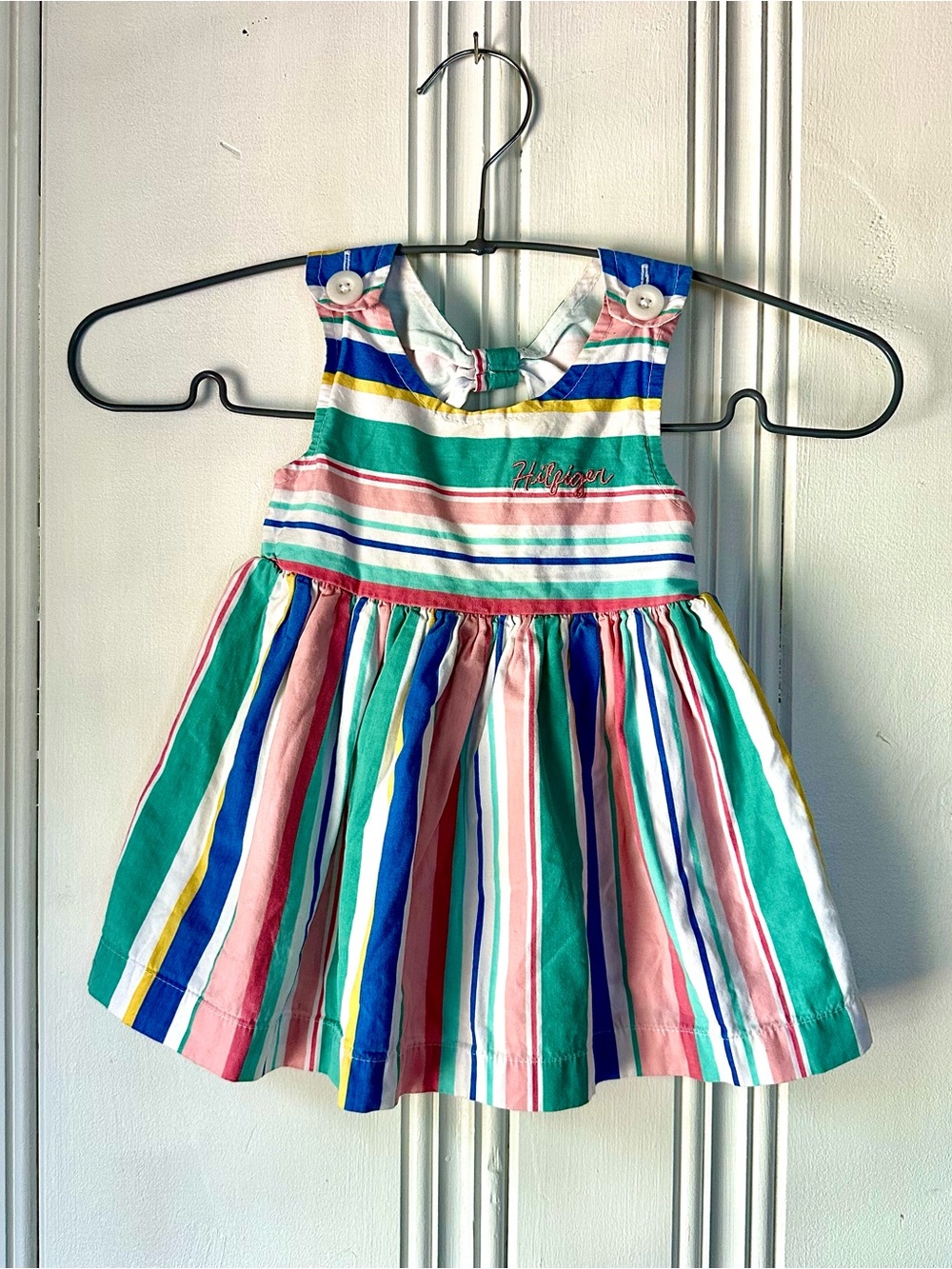 Tommy Hilfiger Baby Girls' Multicolor Striped Cotton Dress 6-9M